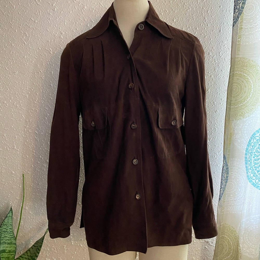Vintage Mr. Guy Suede Long Sleeve Dress Shirt Button Retro 70s made in England